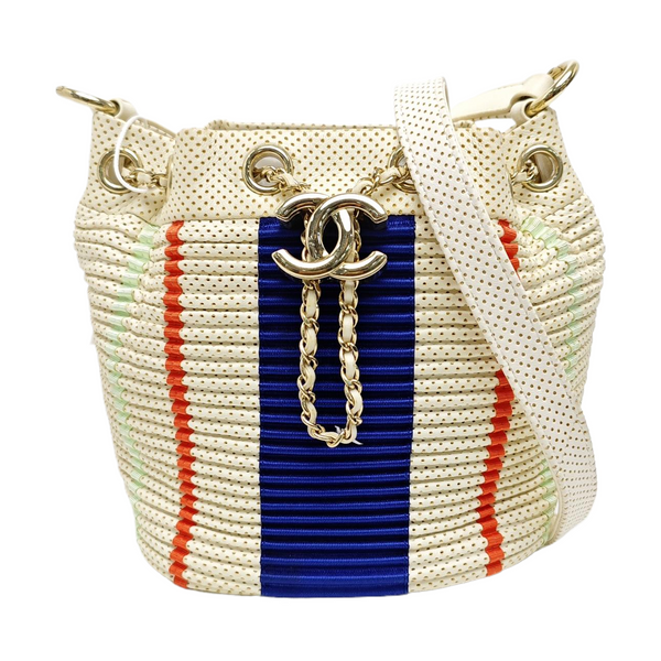 Quilted Lambskin Bucket Bag Beige