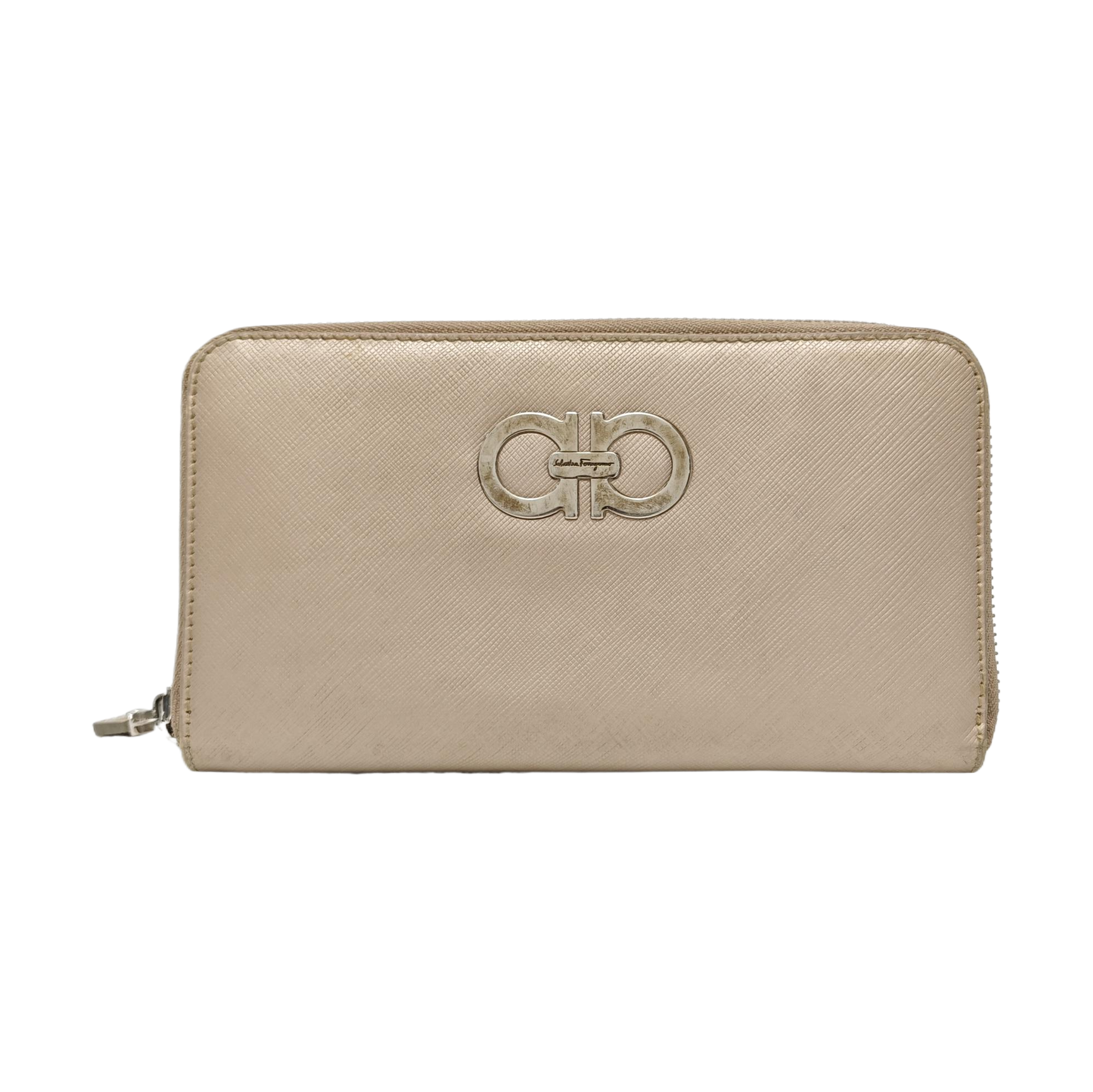Authenticated pre-owned  Gancini Calfskin Beige Wallet - Wallet at Looply