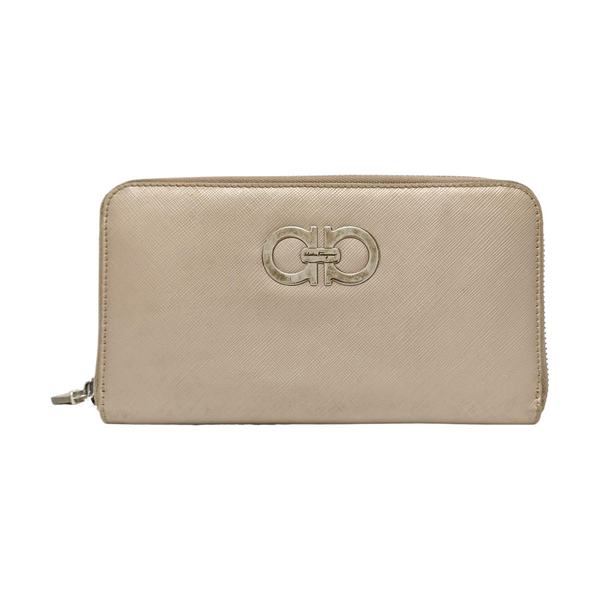 Authenticated pre-owned  Gancini Calfskin Beige Wallet - Wallet at Looply