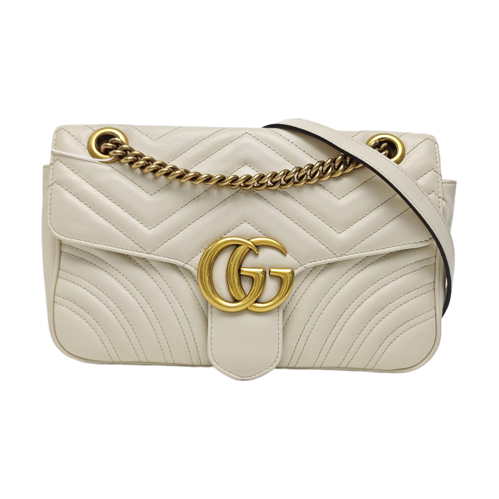 GG Marmont Medium Quilted Calfskin White