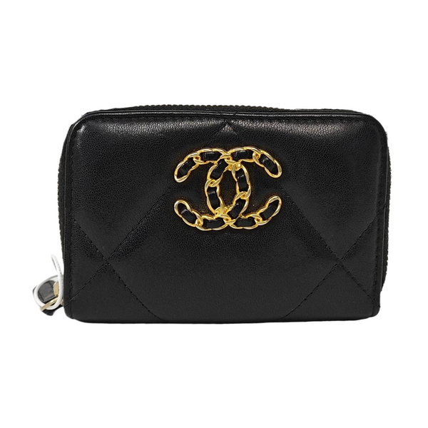CHANEL 19 Small Quilted Lambskin Black Coin Purse