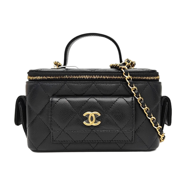 Cargo Small Quilted Grained Calfskin Black