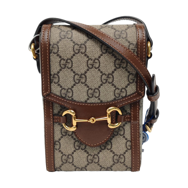 Authenticated pre-owned  Horsebit 1955 Mini Coated Canvas Beige - Shoulder Bag at Looply
