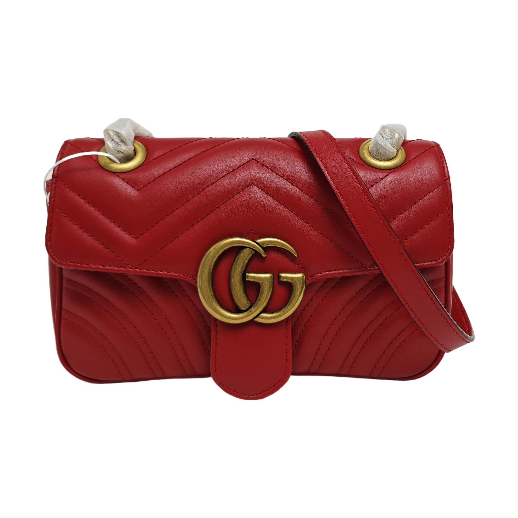 Authenticated pre-owned  GG Marmont Small Quilted Calfskin Red - Shoulder Bag at Looply