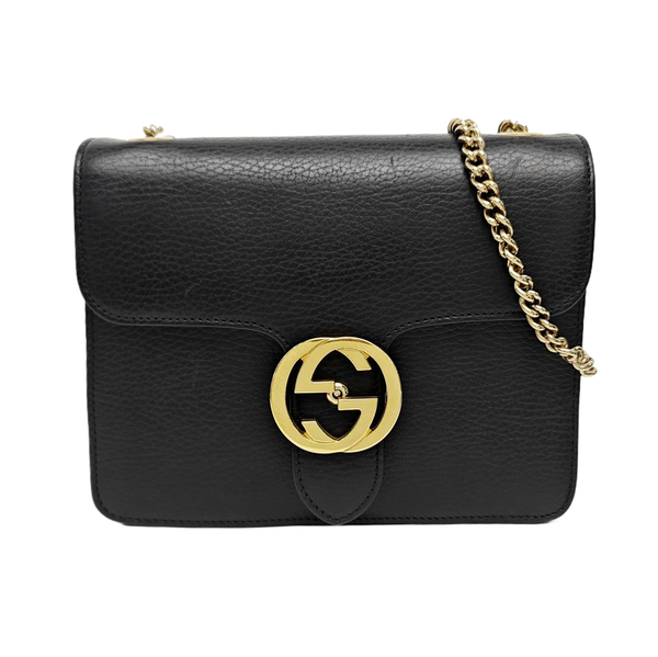 Interlocking G Small Calfskin Black