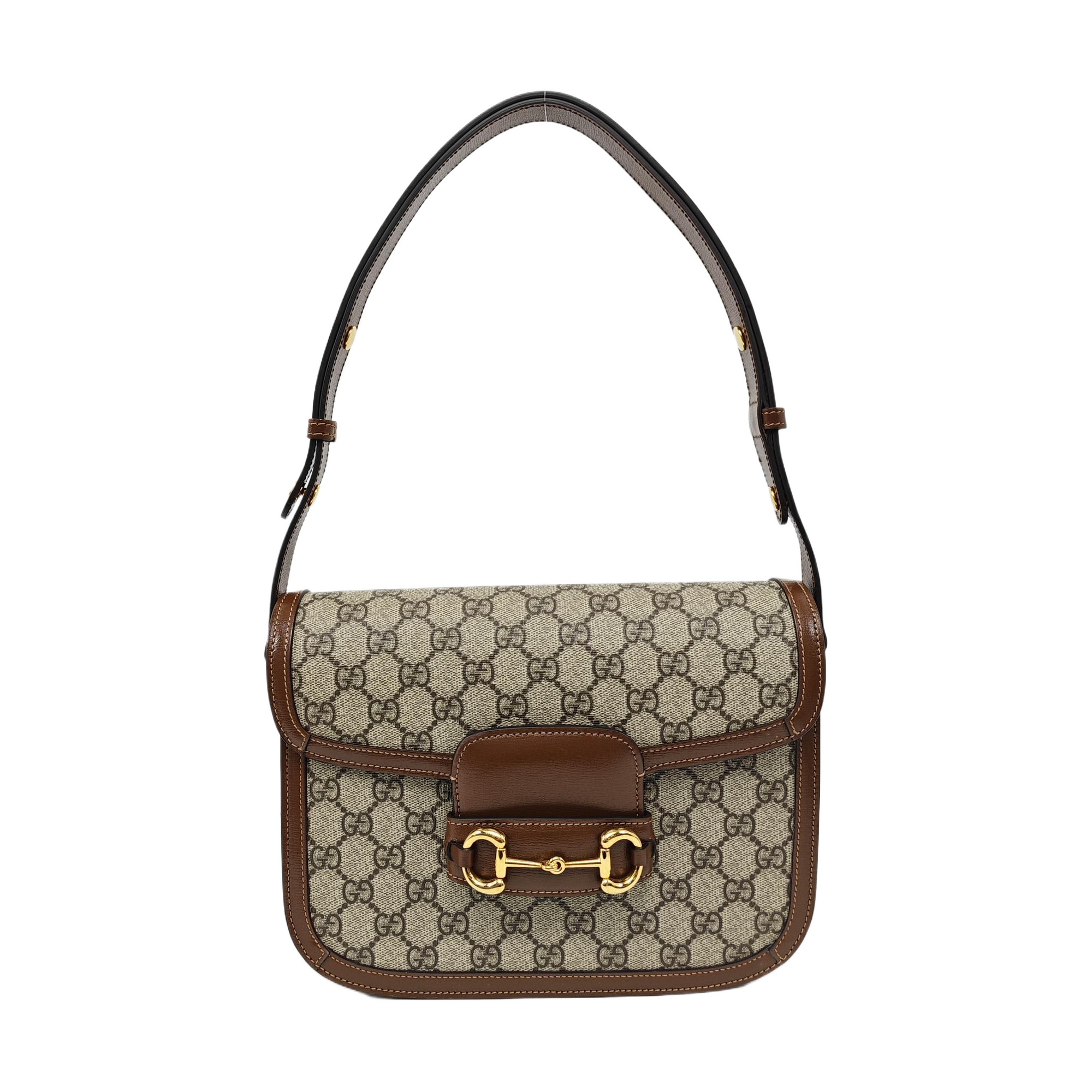 Horsebit 1955 Medium Monogram Coated Canvas Beige