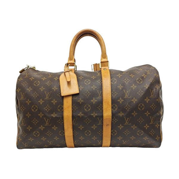 KEEPALL 45 Monogram Coated Canvas Brown