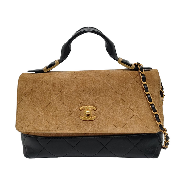 TRENDY CC Large Quilted Suede Beige