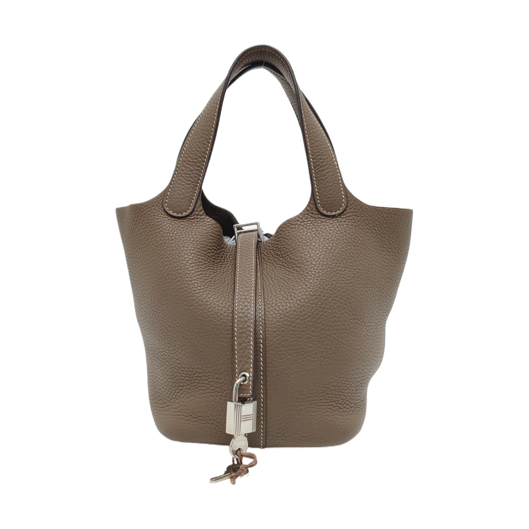 Authenticated pre-owned  Picotin Lock 18 Clemence Gray - Bucket Bag at Looply
