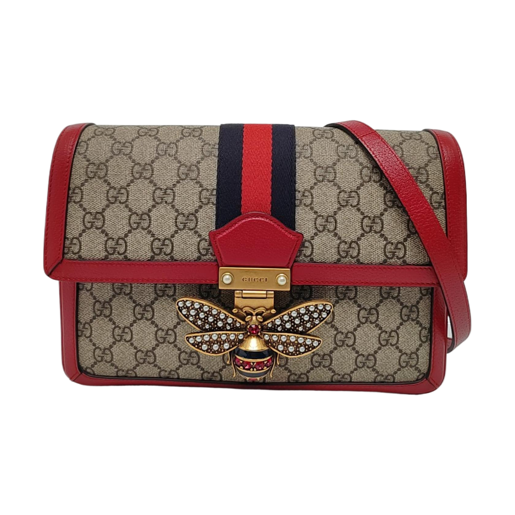 Queen Margaret Medium Monogram Coated Canvas Beige