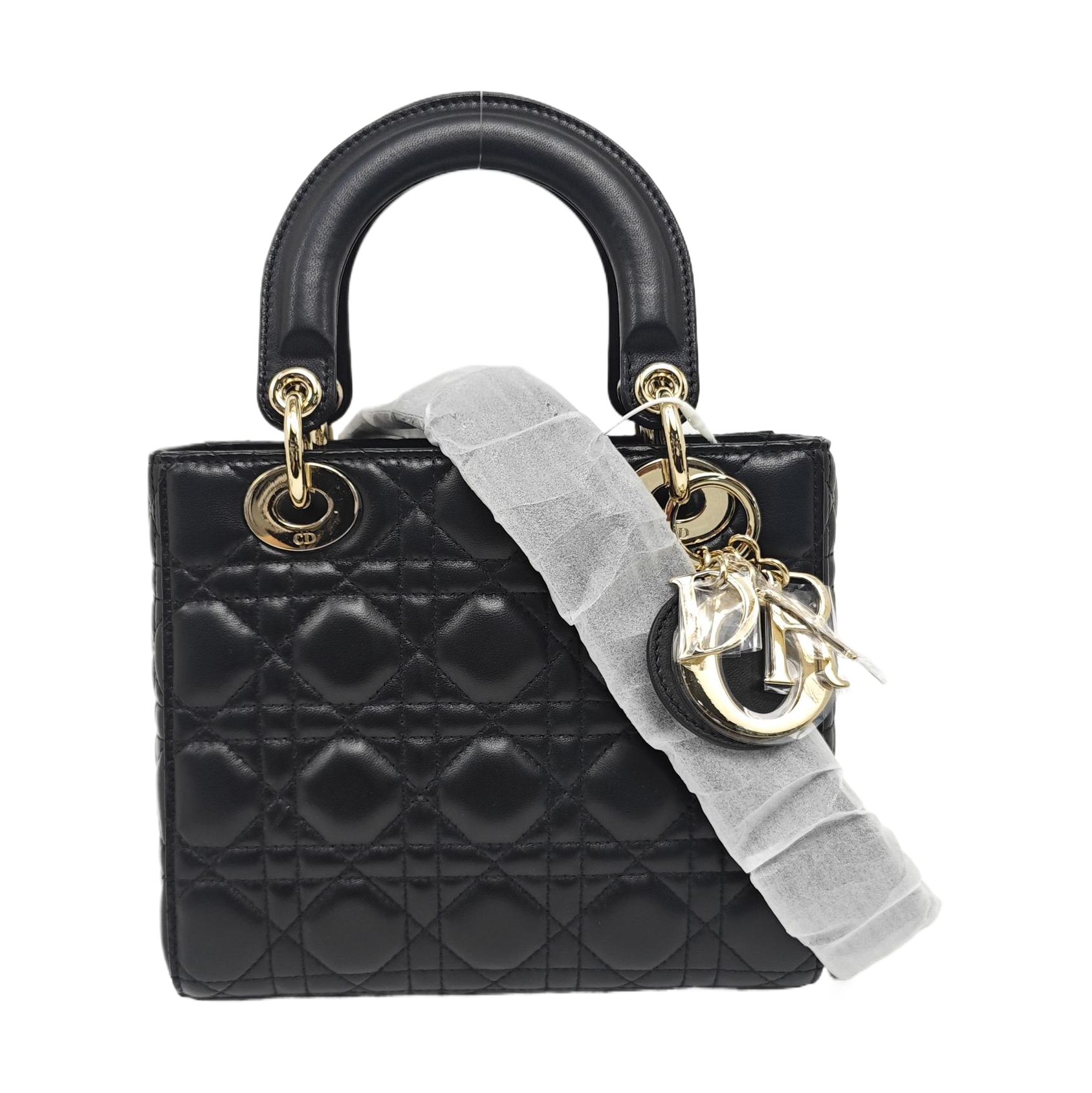 Lady Dior Small Cannage Silk Satin Black
