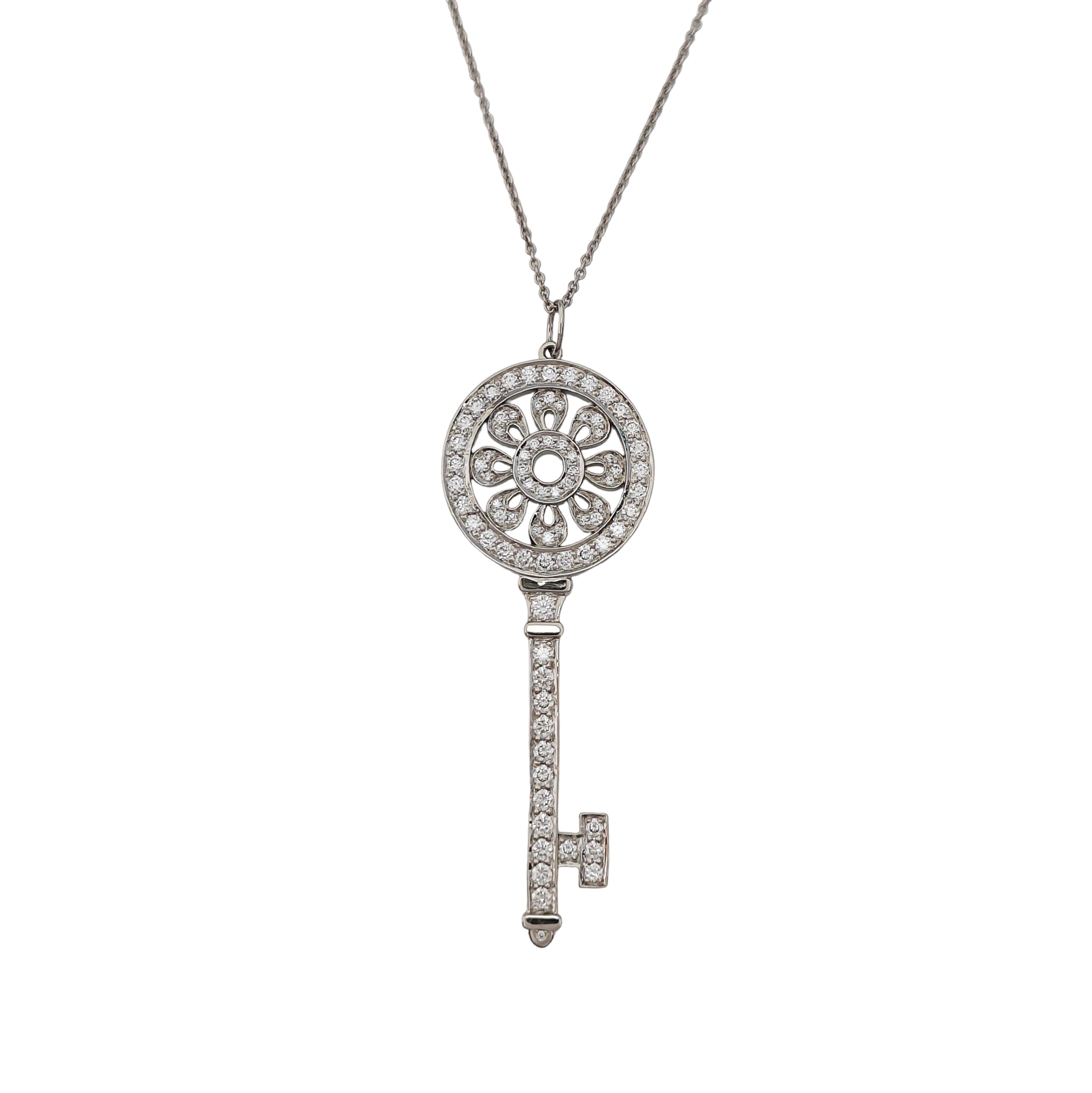 Tiffany Keys 18k White Gold Silver Necklace