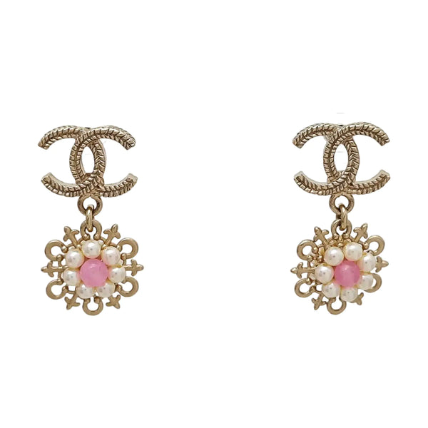 CC Logo Metal Gold Stud Earrings