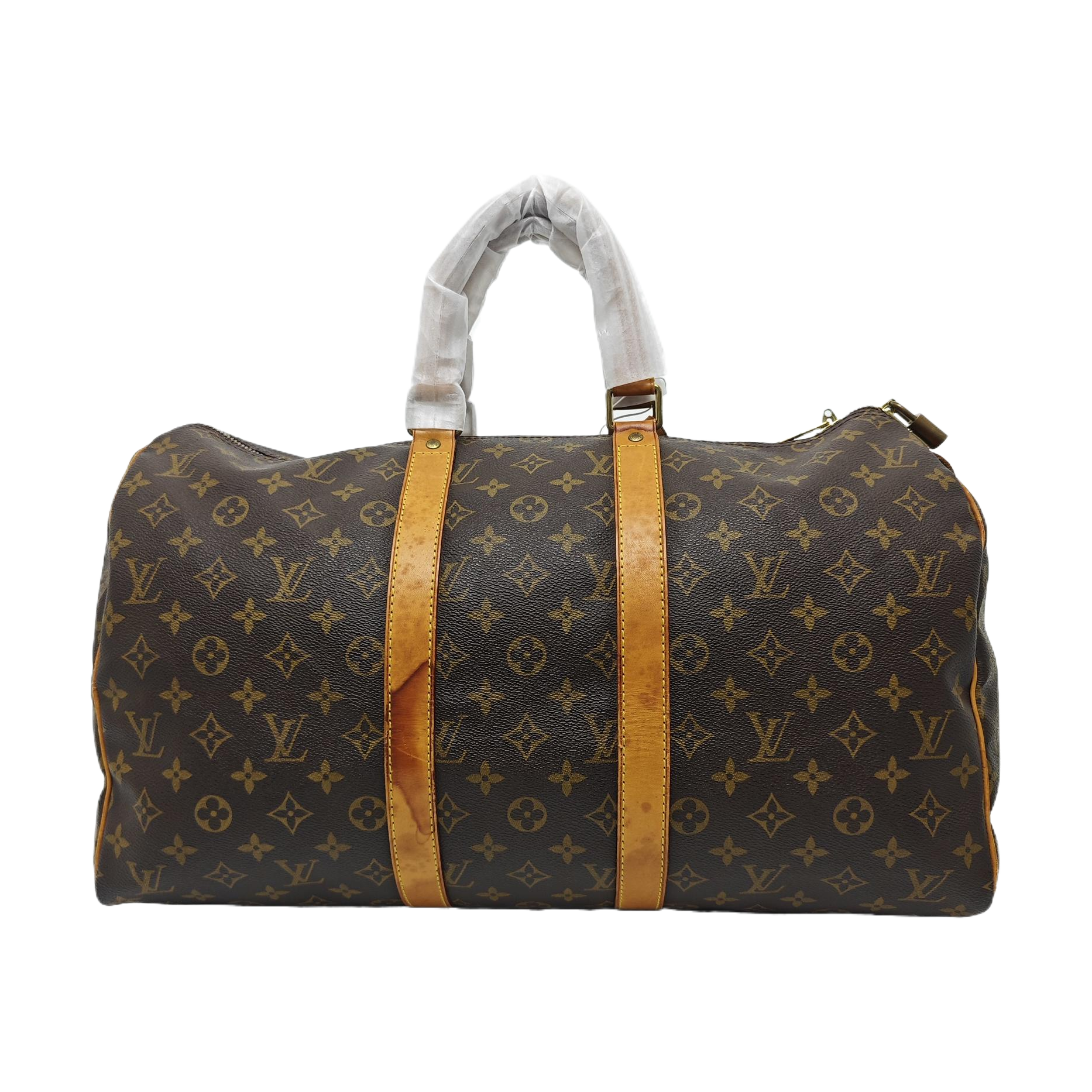 KEEPALL 45 Monogram Coated Canvas Brown
