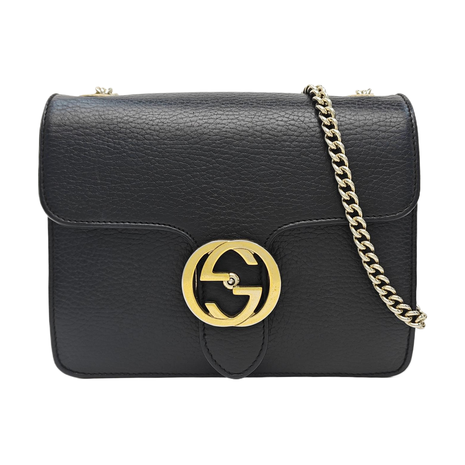 Interlocking G Small Calfskin Black