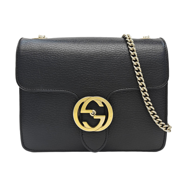 Interlocking G Small Calfskin Black
