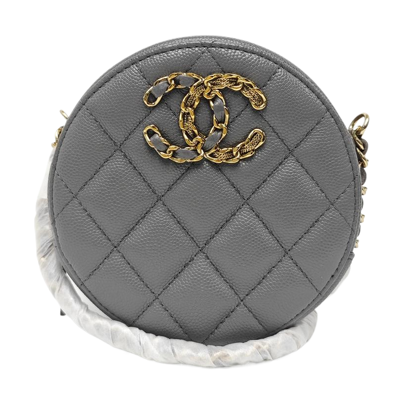 ROUND Quilted Grained Calfskin Gray