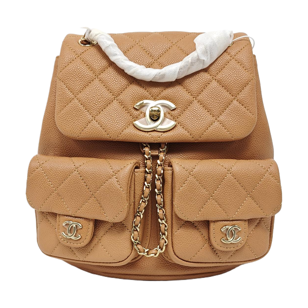 DUMA Small Quilted Grained Calfskin Brown