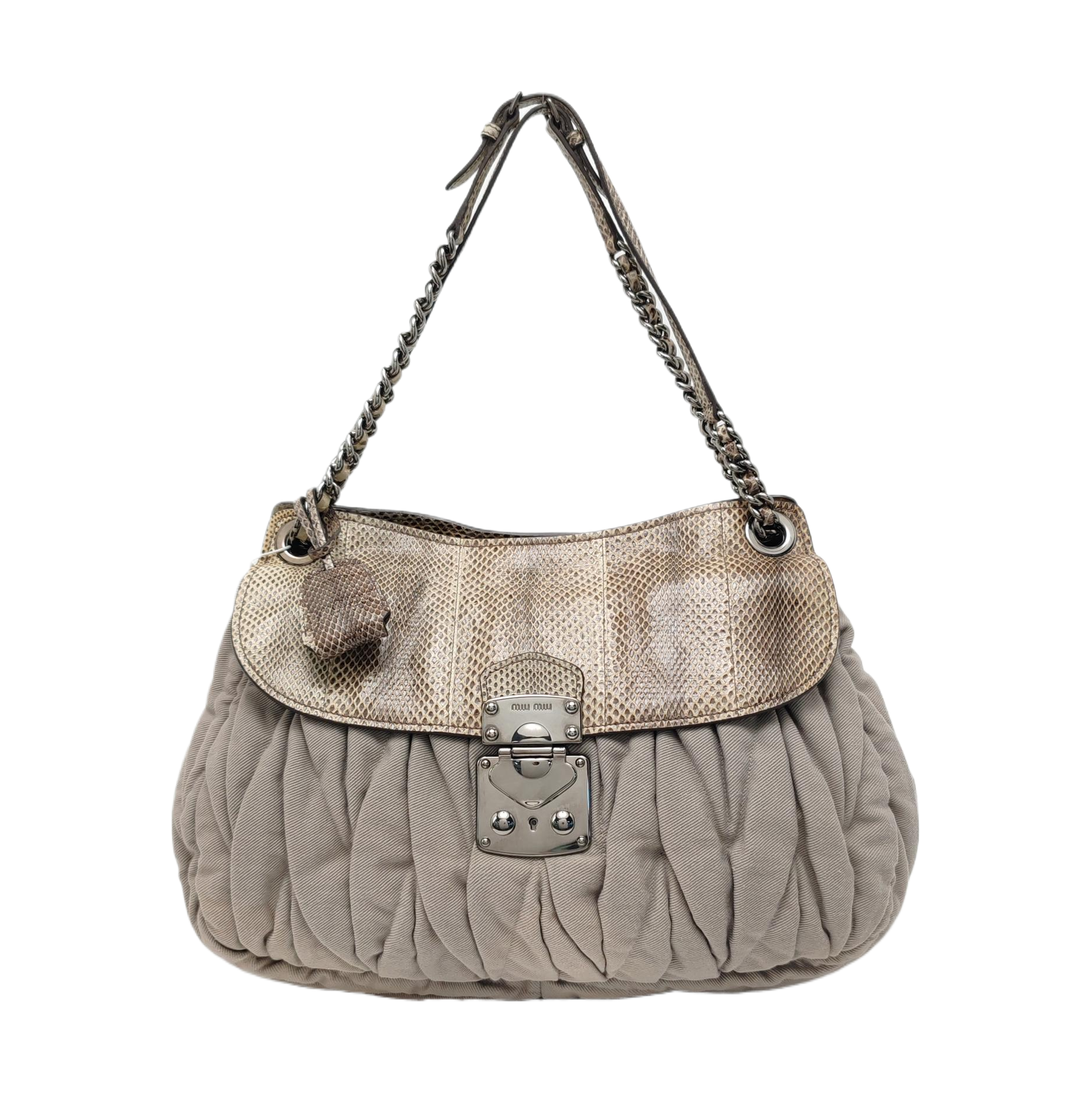 Quilted Fabric Shoulder Bag Gray