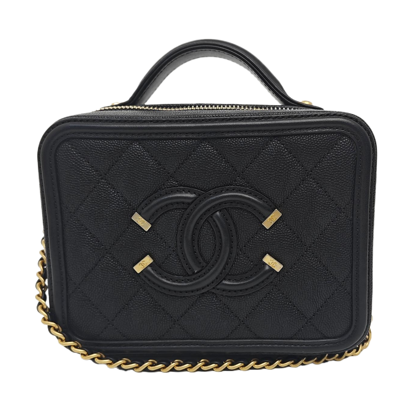 FILIGREE Small Quilted Grained Calfskin Black