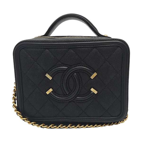 FILIGREE Small Quilted Grained Calfskin Black