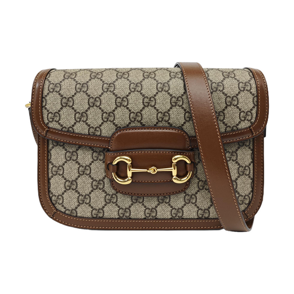 Horsebit 1955 Medium Monogram Coated Canvas Beige