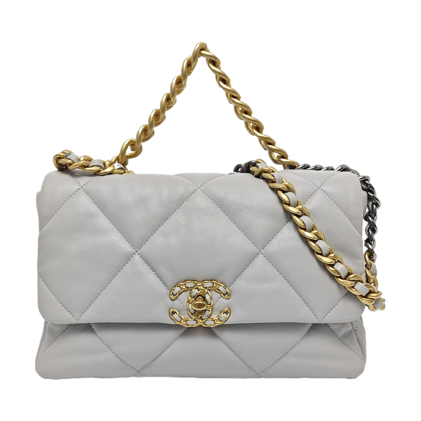 CHANEL 19 Large Quilted Lambskin Gray