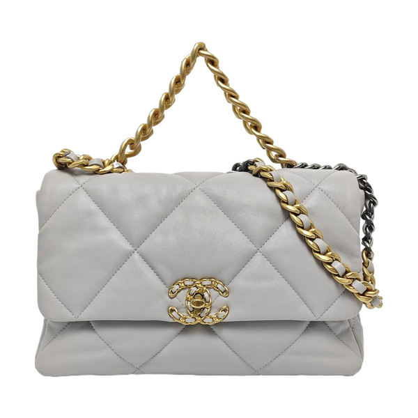 CHANEL 19 Large Quilted Lambskin Gray