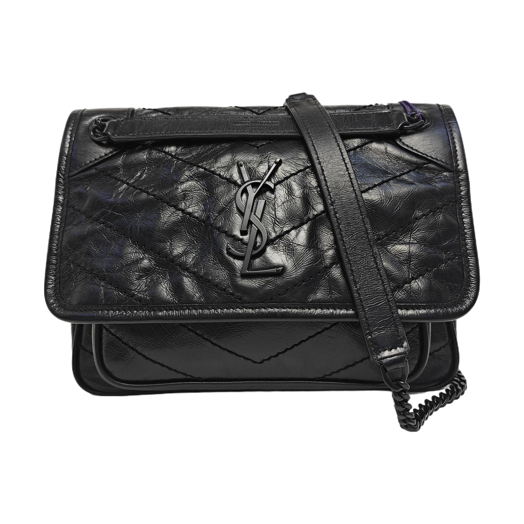 NIKI Small Chevron Calfskin Black