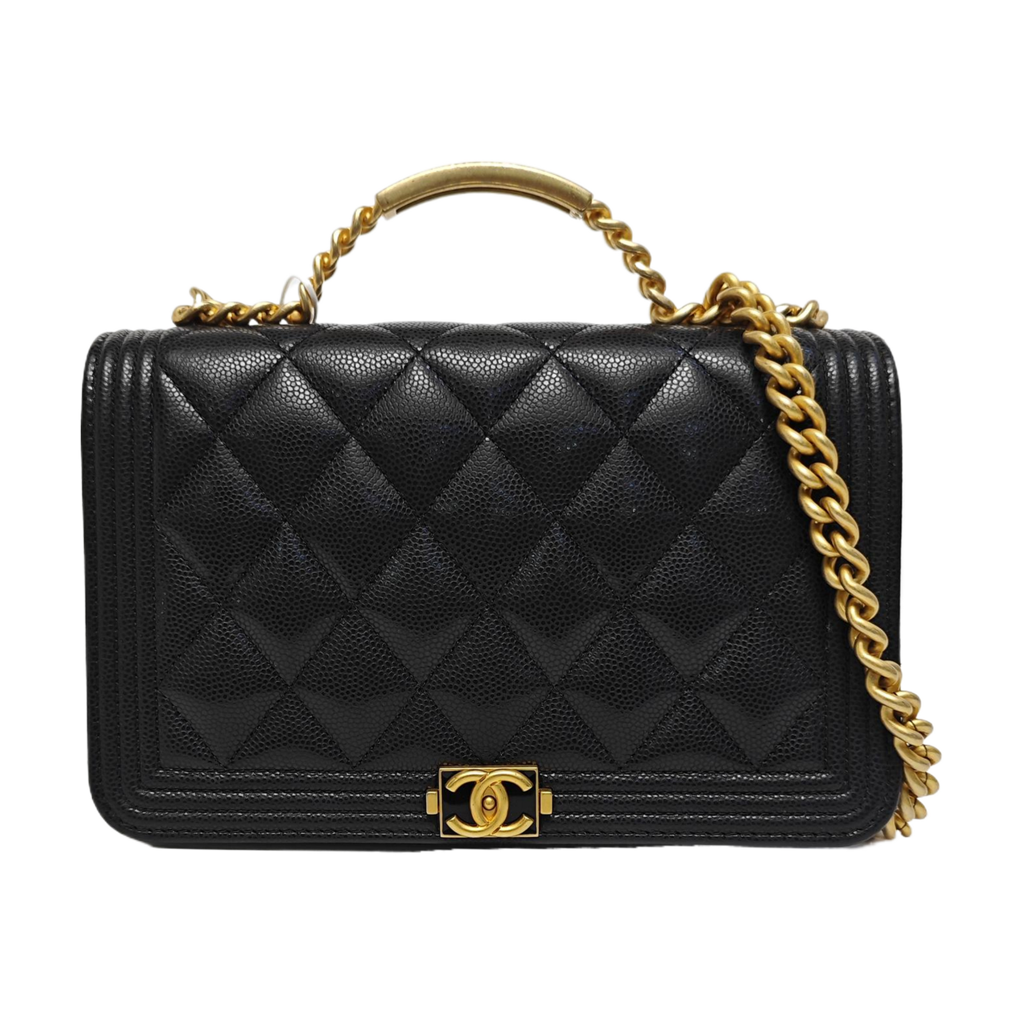 BOY CHANEL Mini Quilted Grained Calfskin Black
