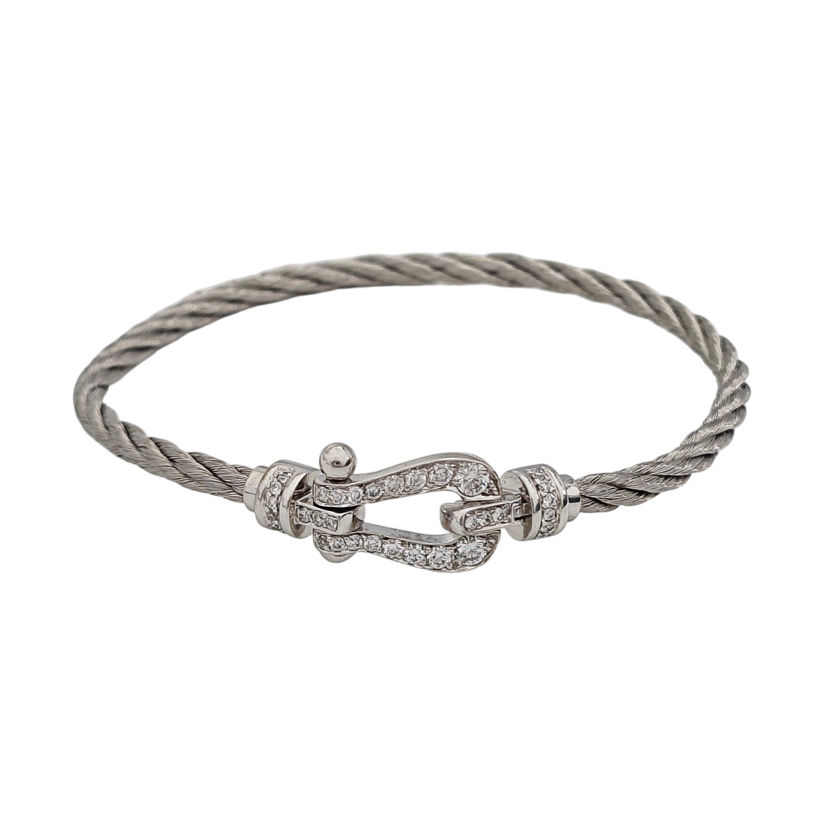 Force 10 18k White Gold Silver Bangle