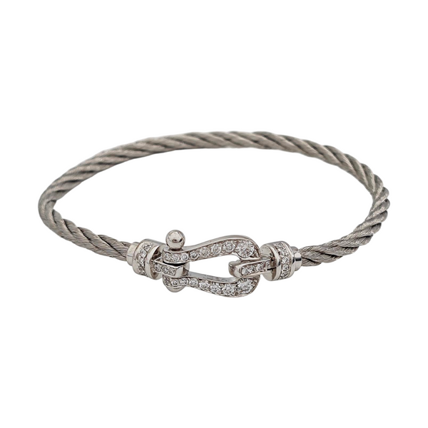 Force 10 18k White Gold Silver Bangle
