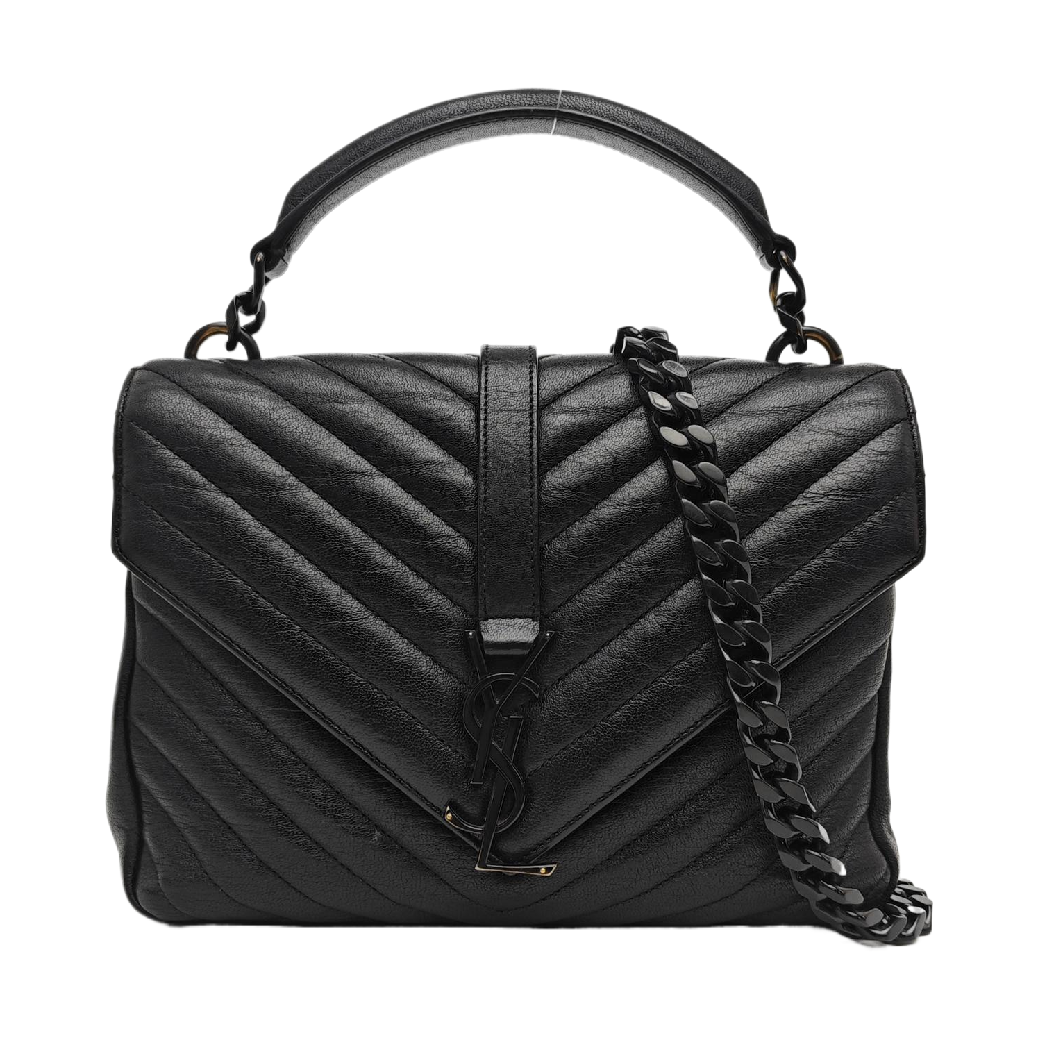 COLLEGE Medium Chevron Lambskin Black
