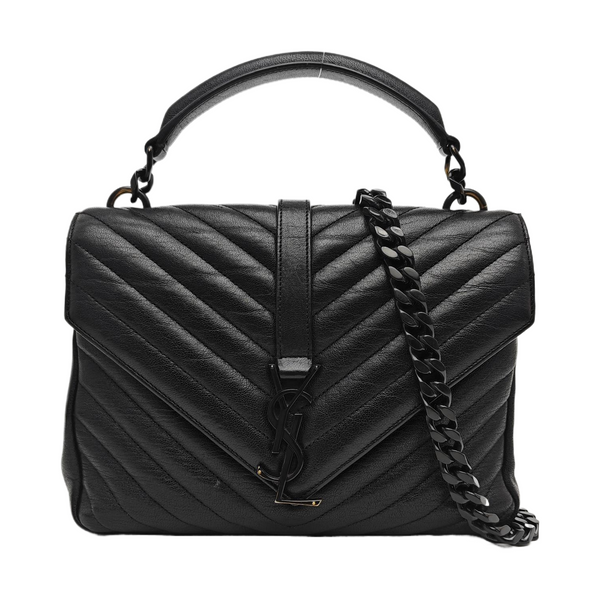 COLLEGE Medium Chevron Lambskin Black