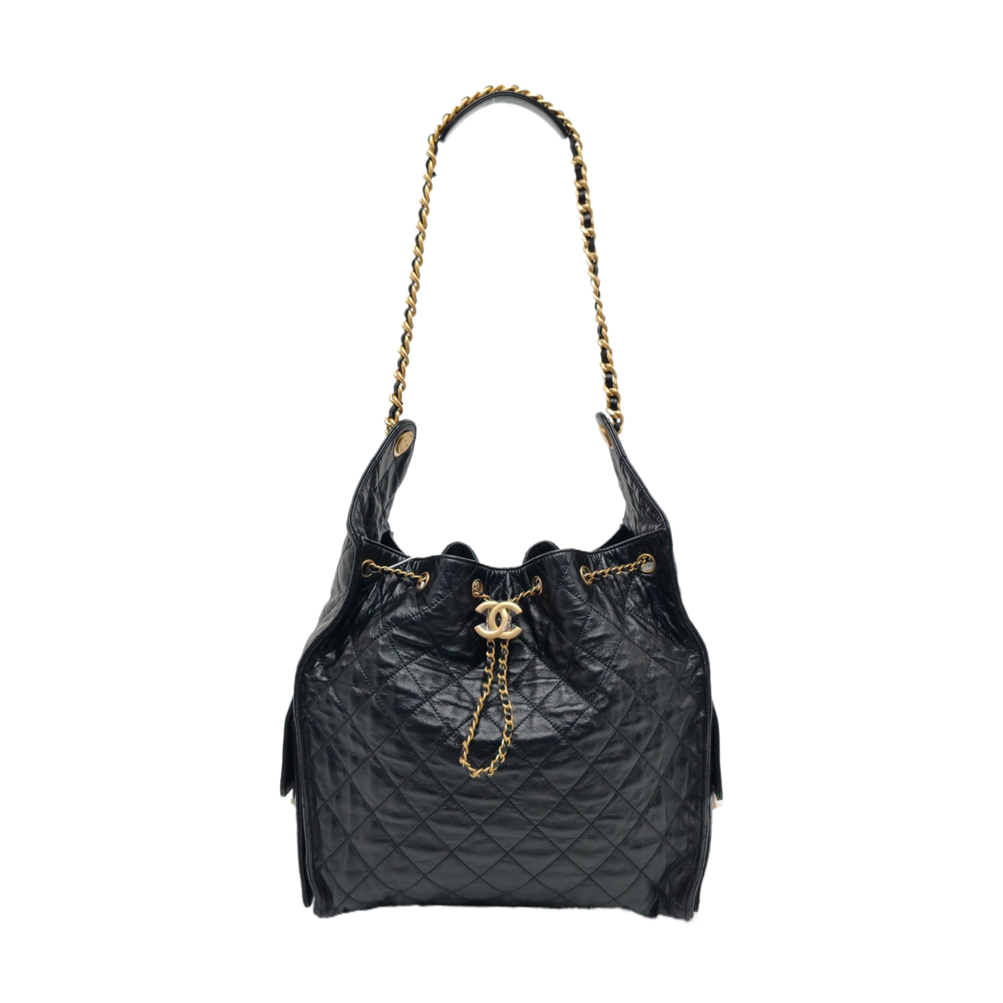 CHANEL 25 Medium Quilted Calfskin Black