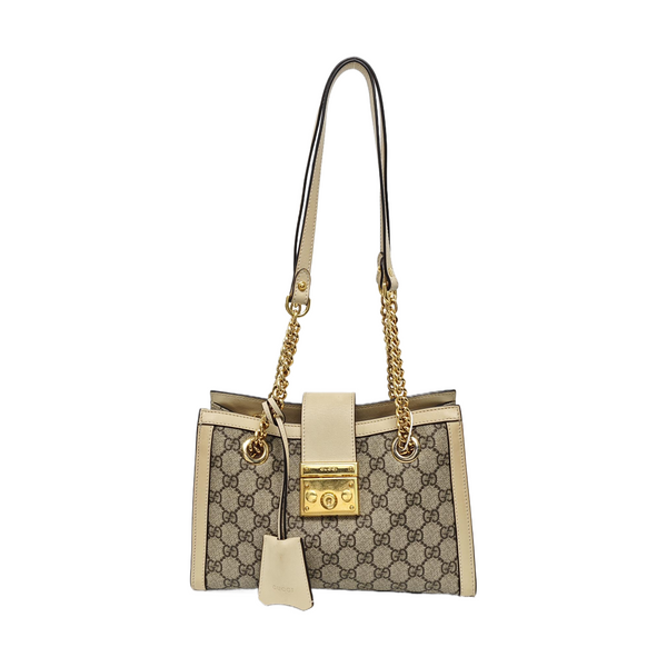 Padlock Small Monogram Coated Canvas Beige