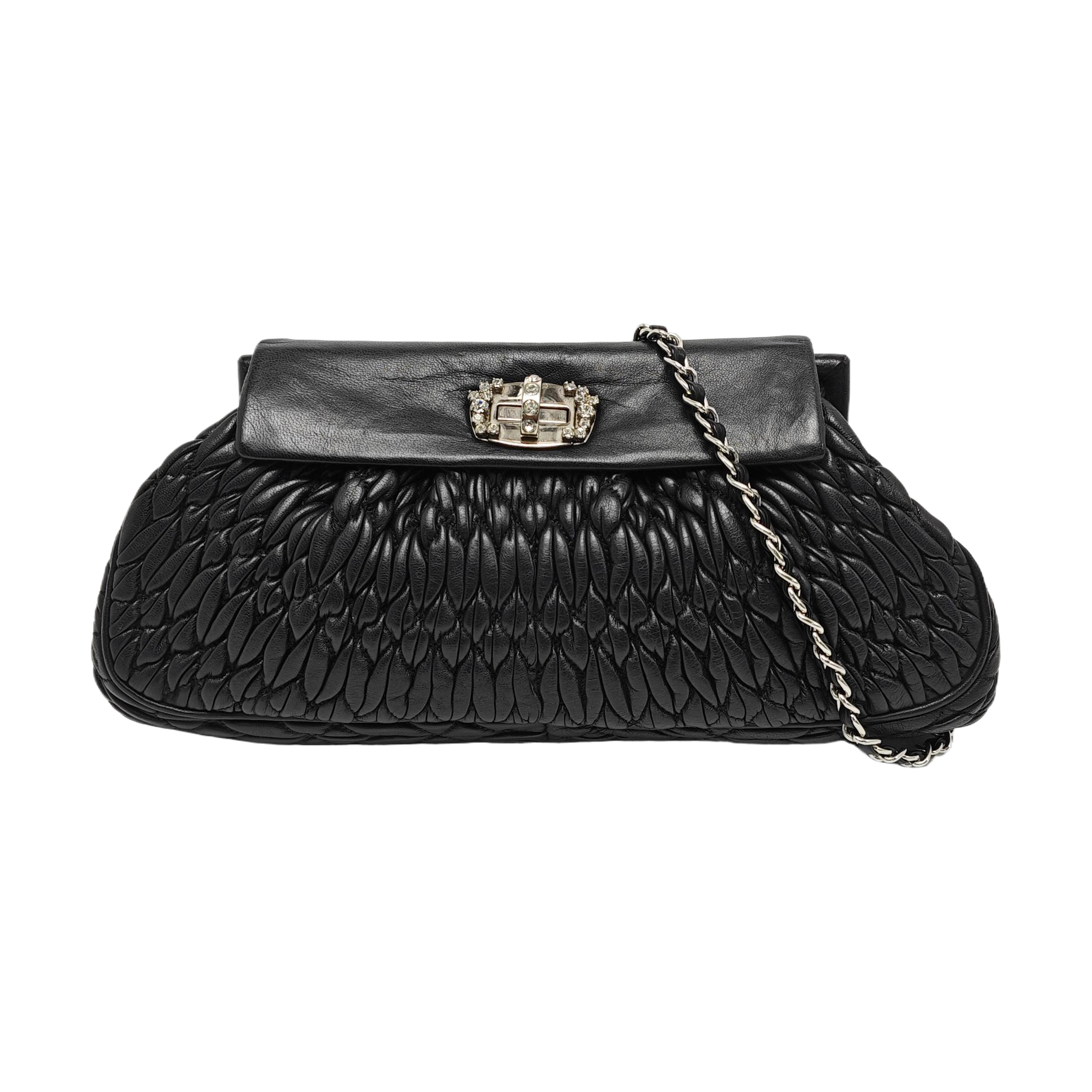 Quilted Lambskin Shoulder Bag Black