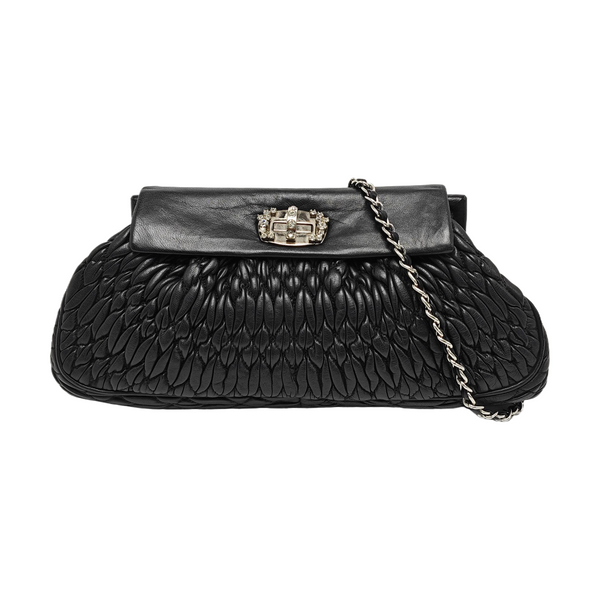 Quilted Lambskin Shoulder Bag Black