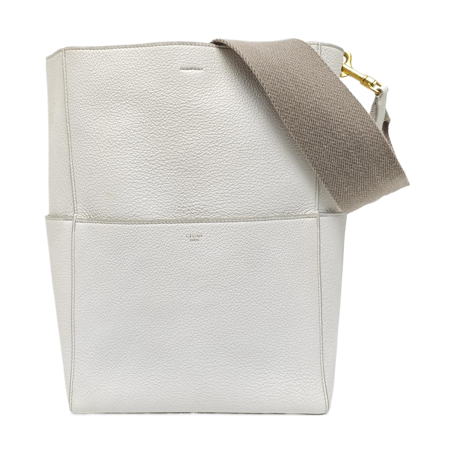Authenticated pre-owned  SANGLE Calfskin White - Bucket Bag at Looply