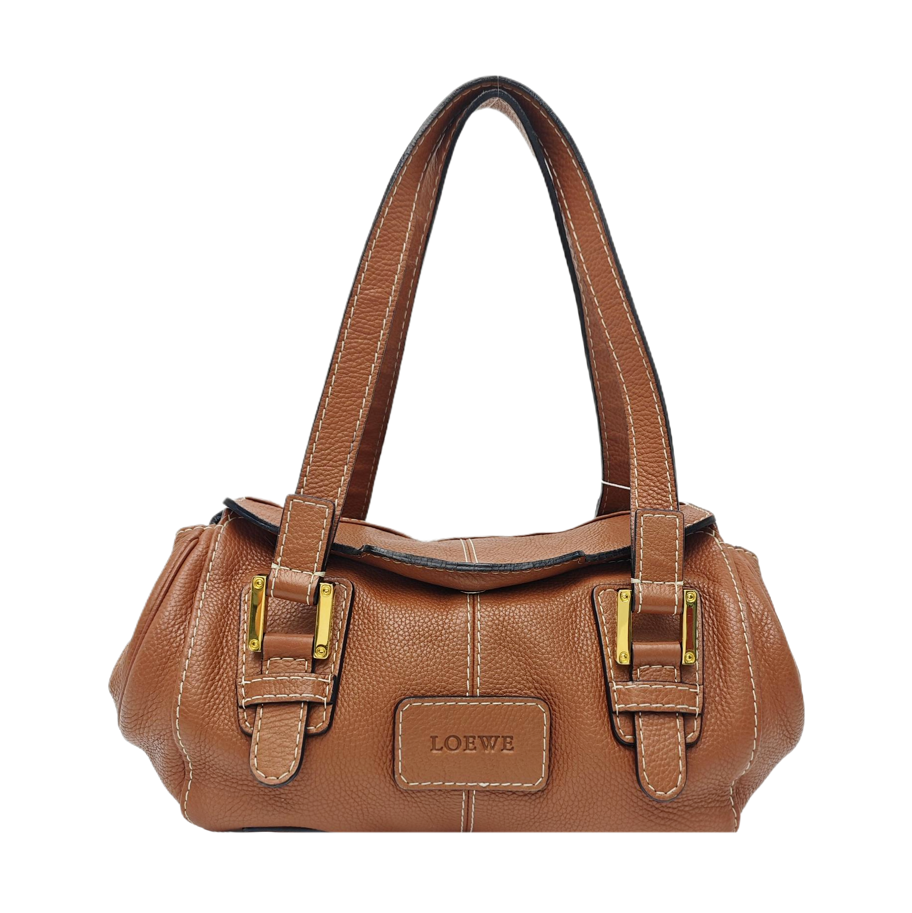 Calfskin Top Handle Bag Brown
