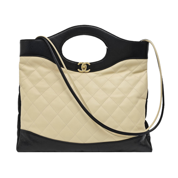 CHANEL 31 Large Quilted Calfskin Beige
