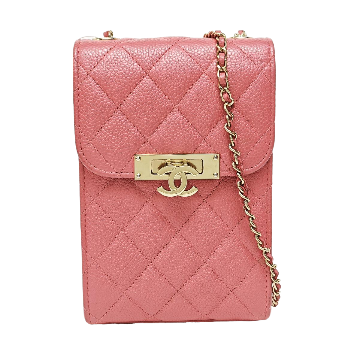 DOUBLE CC Quilted Grained Calfskin Pink