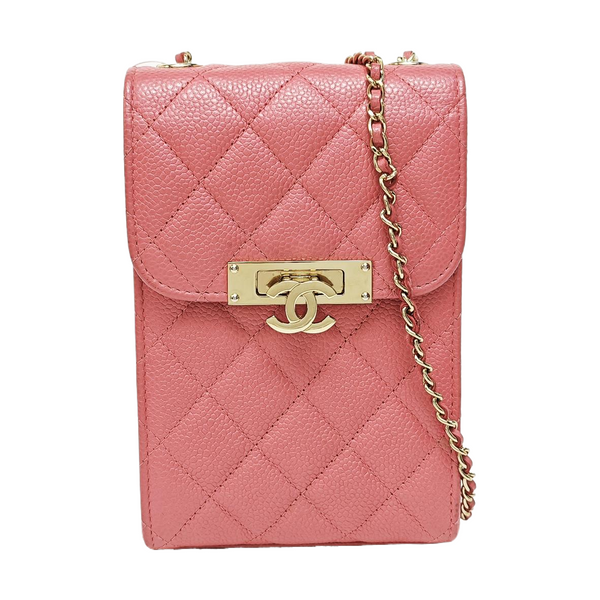 DOUBLE CC Quilted Grained Calfskin Pink