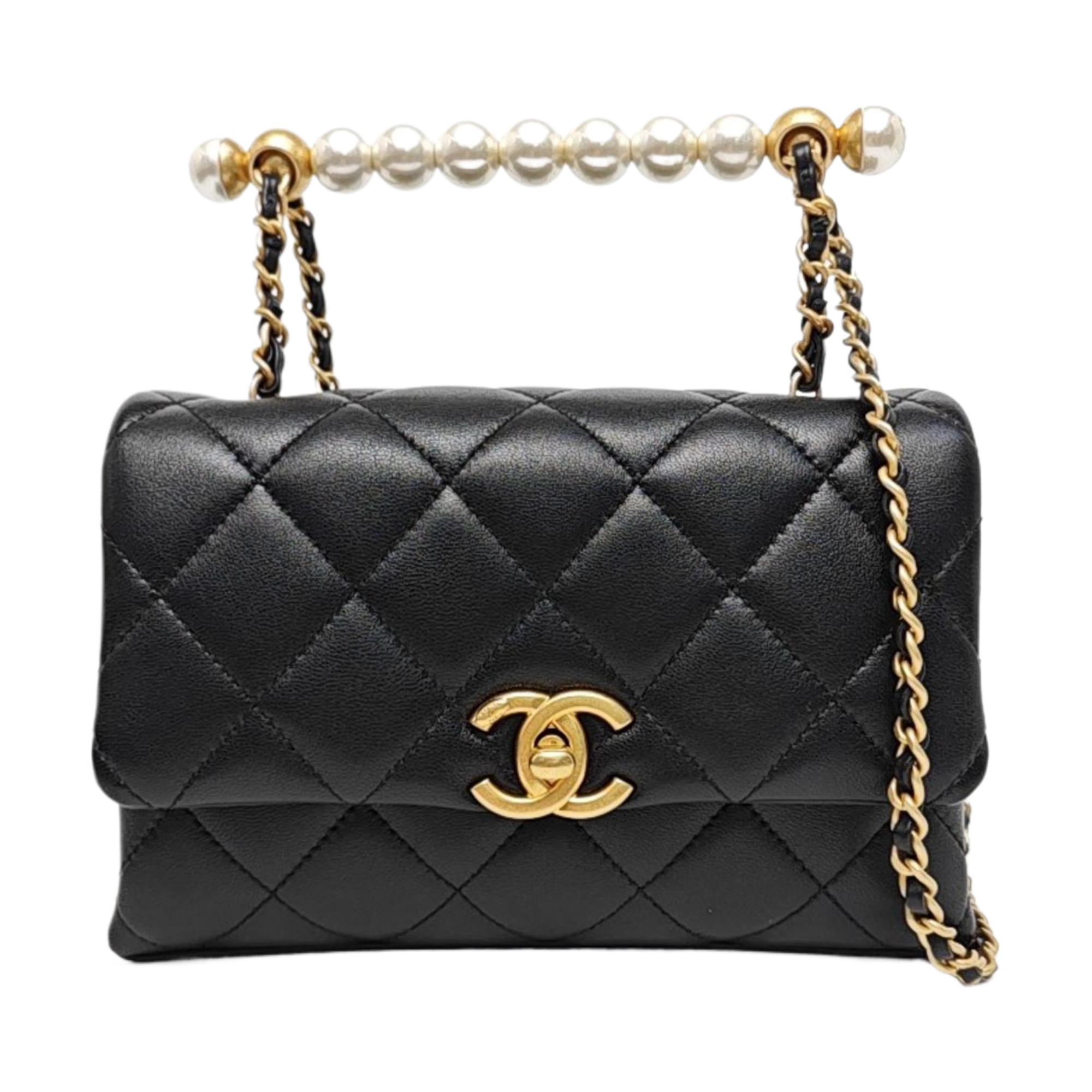 Quilted Lambskin Shoulder Bag Mini Black