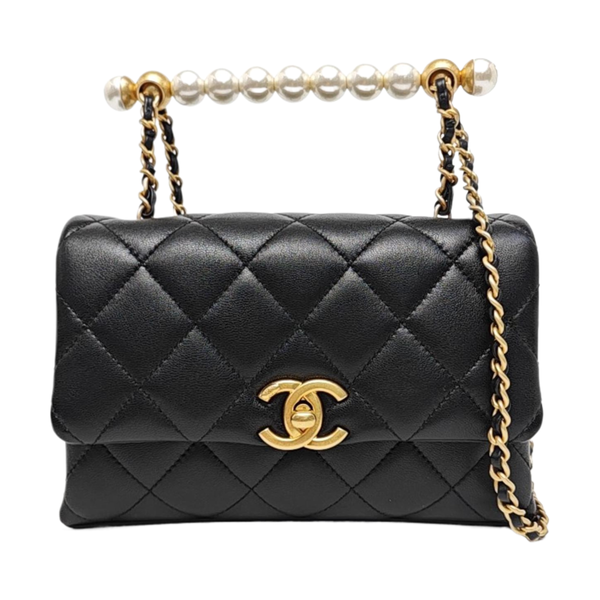 Quilted Lambskin Shoulder Bag Mini Black
