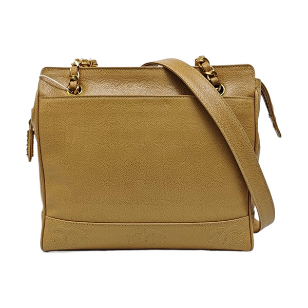VINTAGE CC LOGO Grained Calfskin Beige