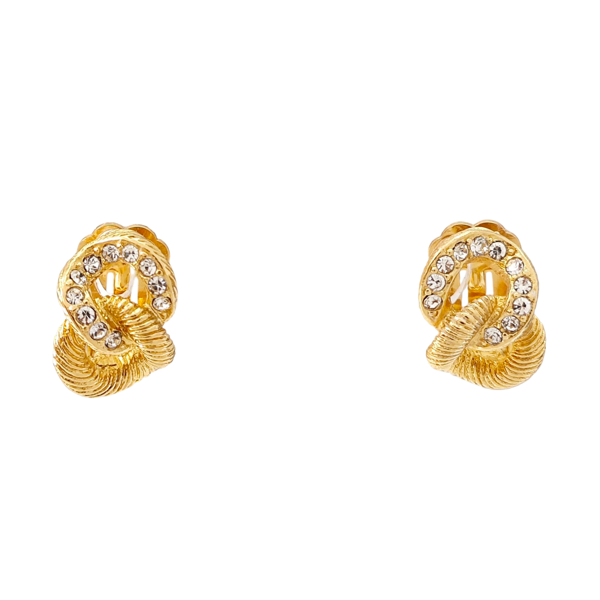 Twist Round Metal Gold Clip On Earrings