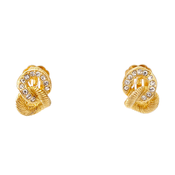 Twist Round Metal Gold Clip On Earrings