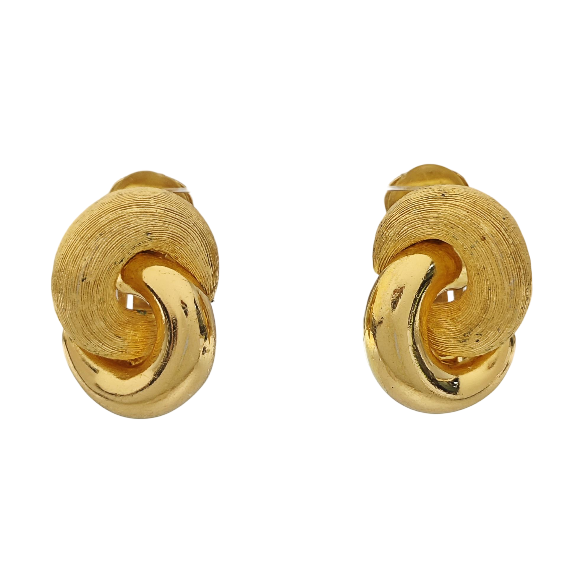 Twist Round Metal Gold Clip On Earrings