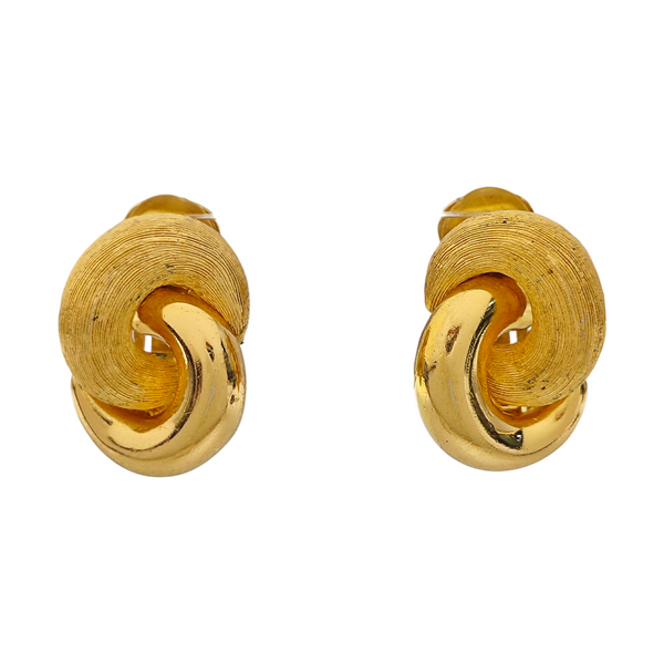 Twist Round Metal Gold Clip On Earrings